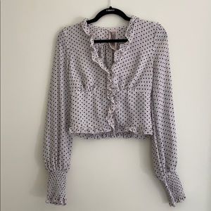 Free people XS black and white polka dot blouse
